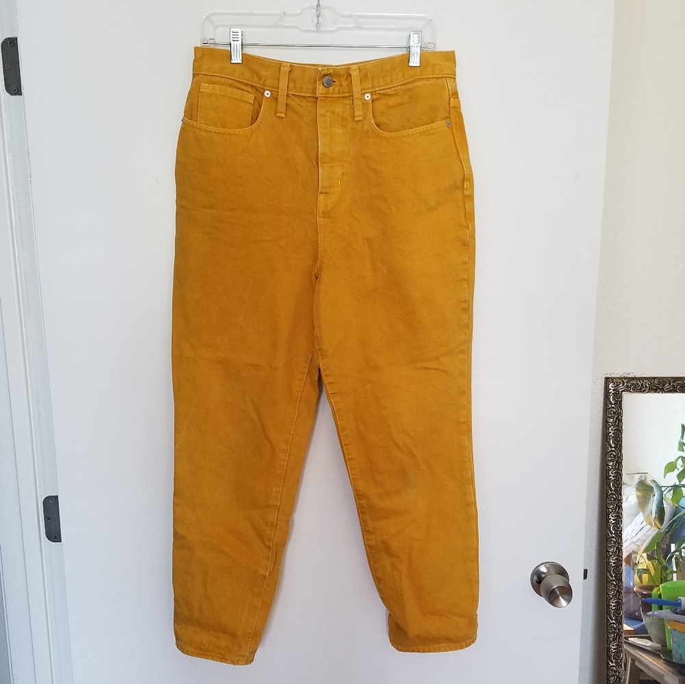 Madewell High Rise Women Mom Jeans in Mustard Yellow 100% Cotton Sz 29